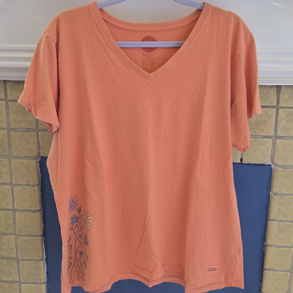 Life Is Good Orange V-Neck Tee